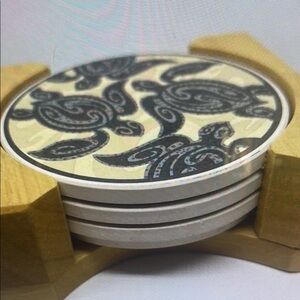 Paisley Pattern Coasters with Holder
